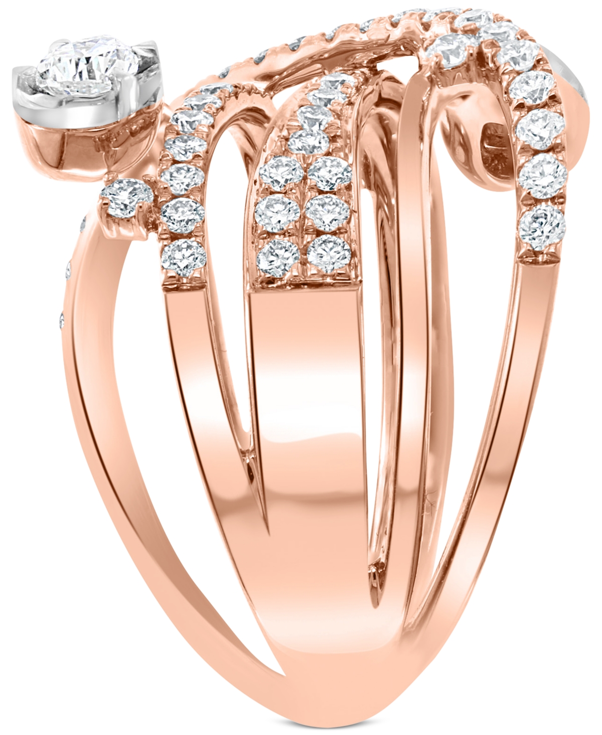 Effy Diamond Multirow Statement Ring (7/8 ct. t.w.) in 14k Rose and White Gold