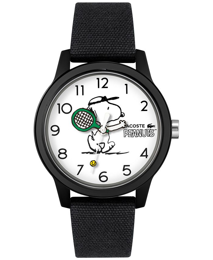 Lacoste Men's 12.12 Peanuts Black Strap Created for Macy's & Reviews - Macy's