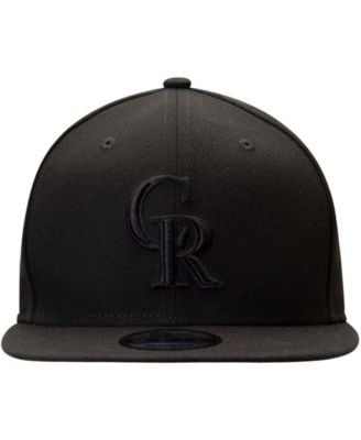 Men's Black Colorado Rockies Black on Black 9FIFTY Team Snapback Adjustable Hat