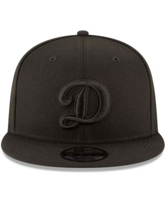 Men's Black Los Angeles Dodgers Script Logo Black on Black 9FIFTY Snapback Adjustable Hat
