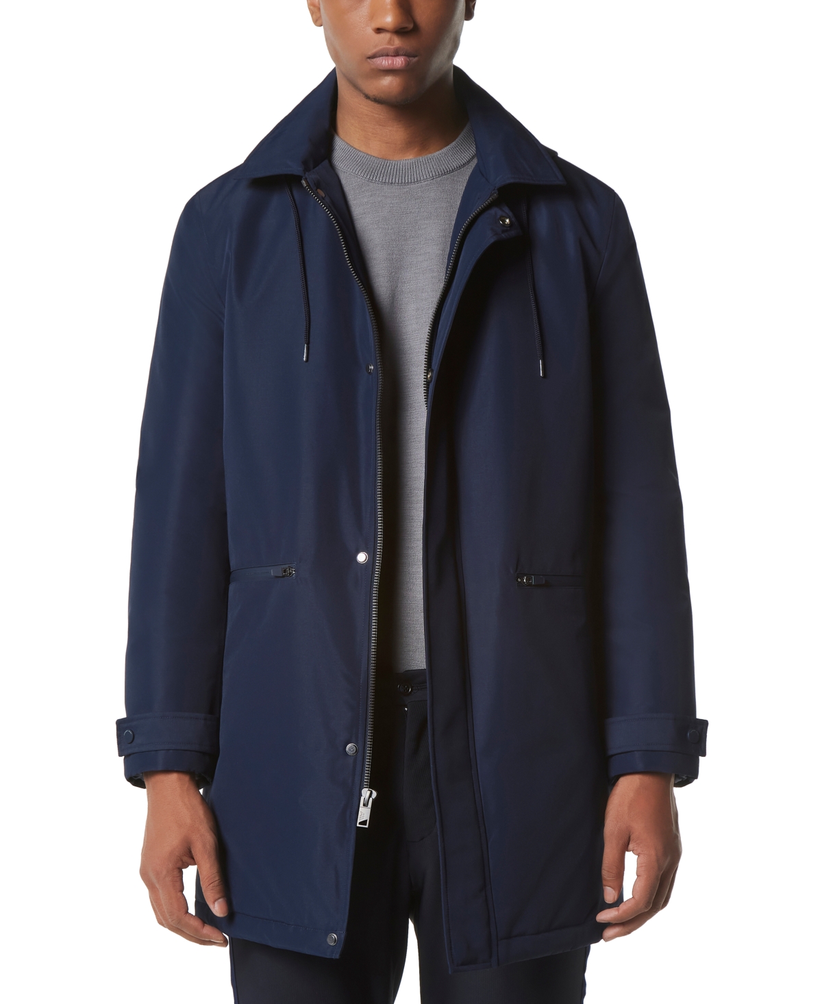 Marc New York Men's Merrimack City Rain Topper with Removable Hood - Ink