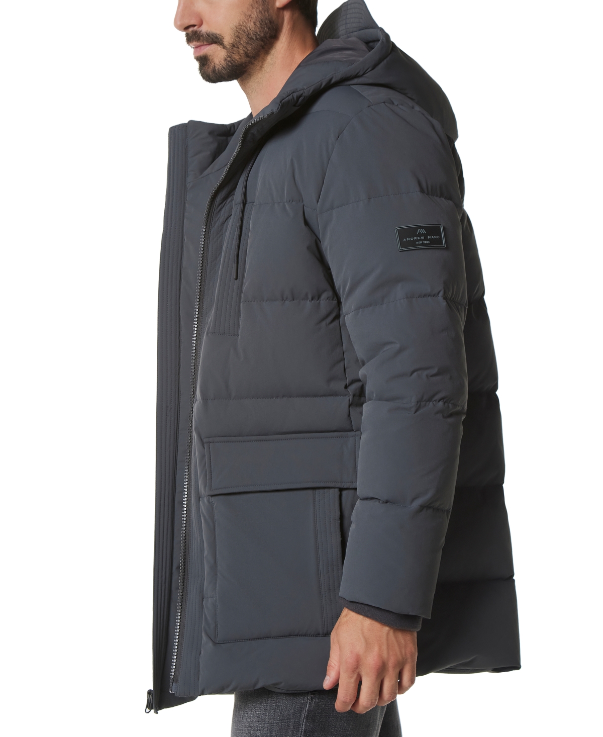 Marc New York Men s Silverton Crinkle Down Parka with Top Stitching Black Smart Closet
