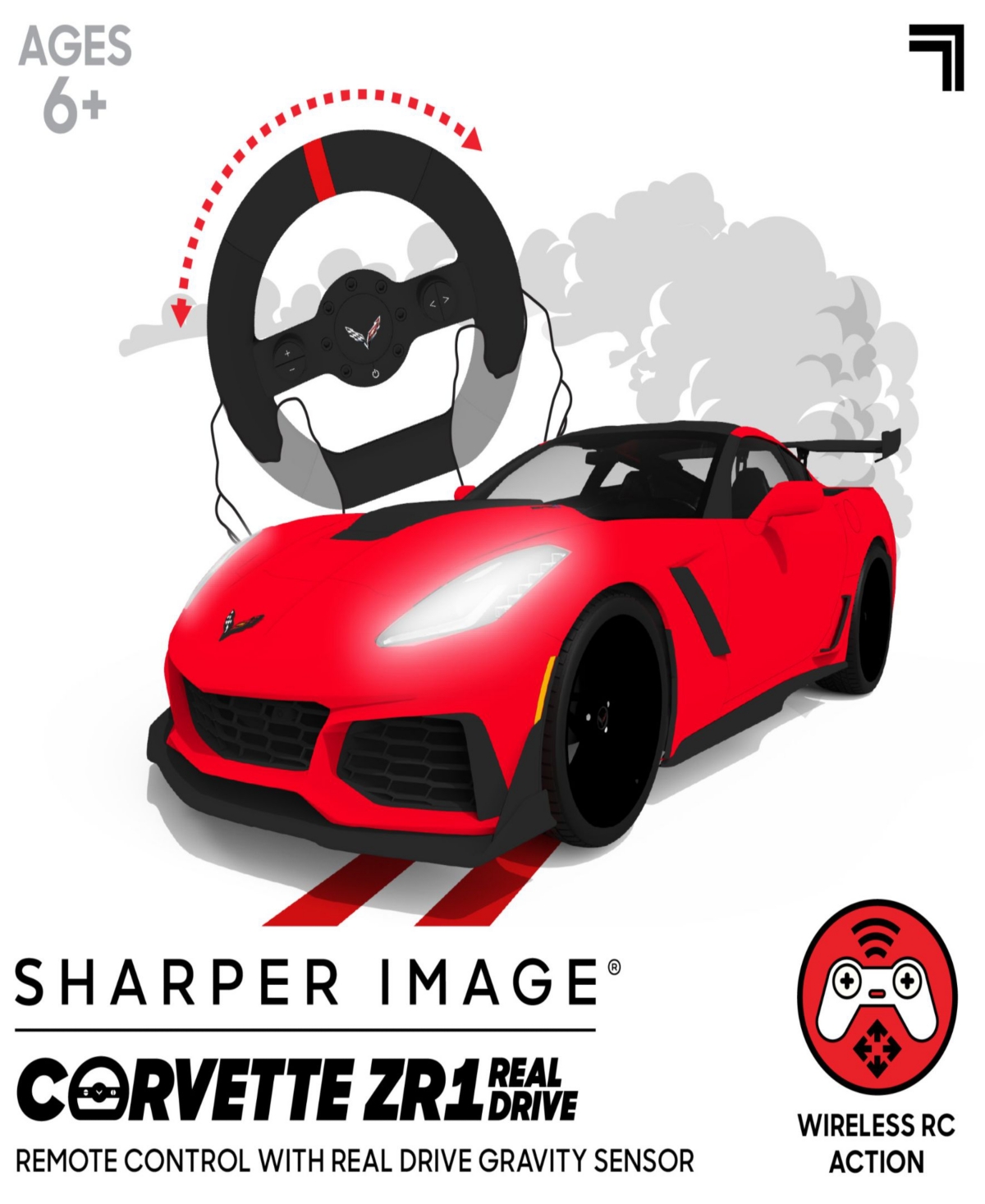 Shop Sharper Image Toy Rc Corvette Zr1 Real Drive Gravity Sensor Remote Control Car In Red
