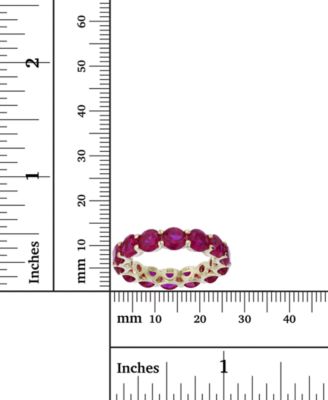 Red Cubic Zirconia Eternity Band in 14k Yellow Gold Plated Sterling Silver