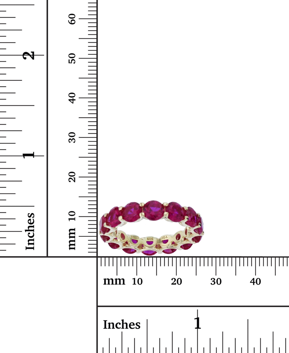 Cubic Zirconia Eternity Band in 14k Yellow Gold Plated Sterling Silver - Red