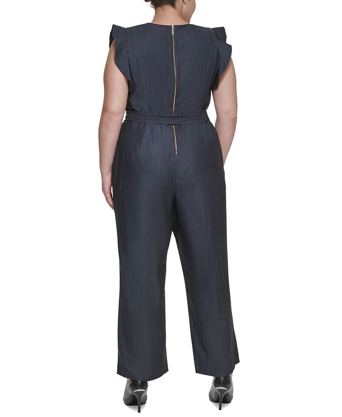 Calvin Klein Plus Size RuffleSleeve Chambray Jumpsuit Macy's