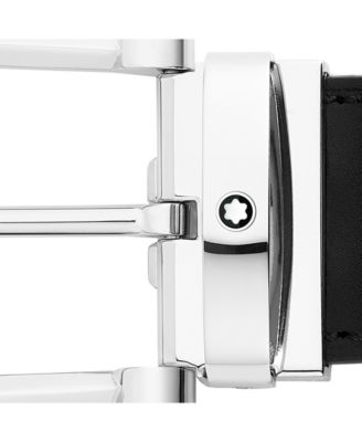 Men's Horseshoe Shiny Stainless Steel Reversible Leather Belt