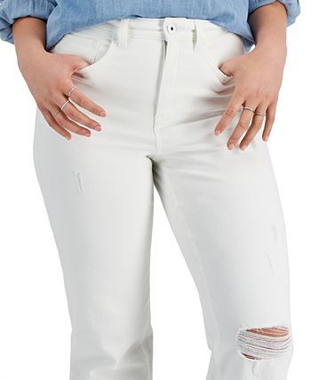 Distressed High-Rise Straight Ankle Jeans, Created for Macy's
