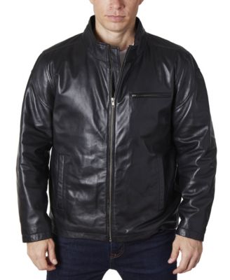 Perry Ellis Men's Genuine Leather Moto 