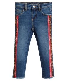 Toddler Girls Animal Print Taping Jeans