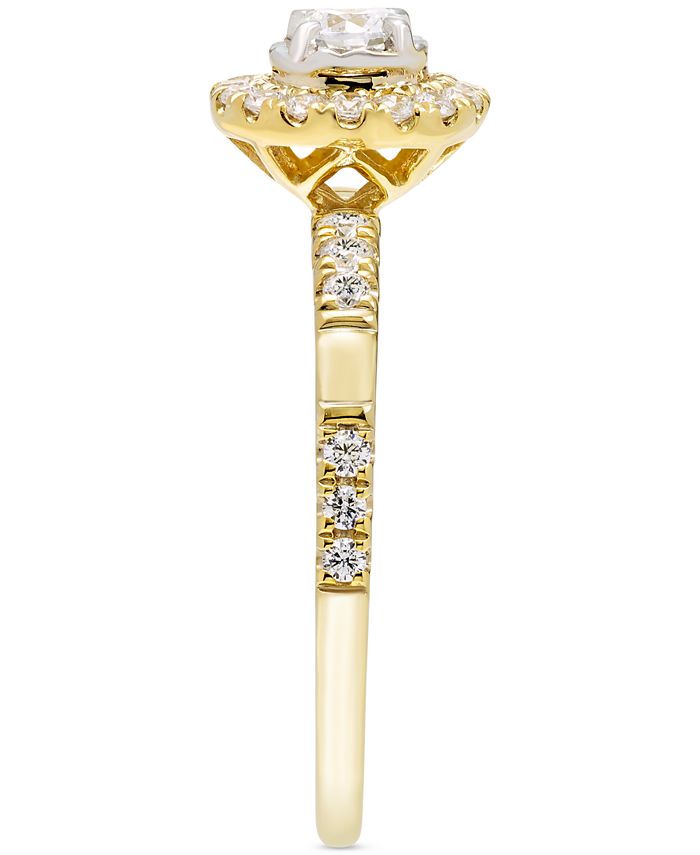 Macy's - Diamond Halo Ring (1/2 ct. t.w.) in 14k Yellow Gold