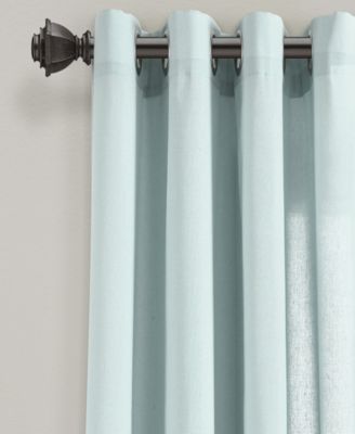 Lush Decor Faux Linen Grommet Window Curtain Panel Pair 52"W x 84"L Blue - Linen Curtains For Bedroom - Blue Curtains For Living Room