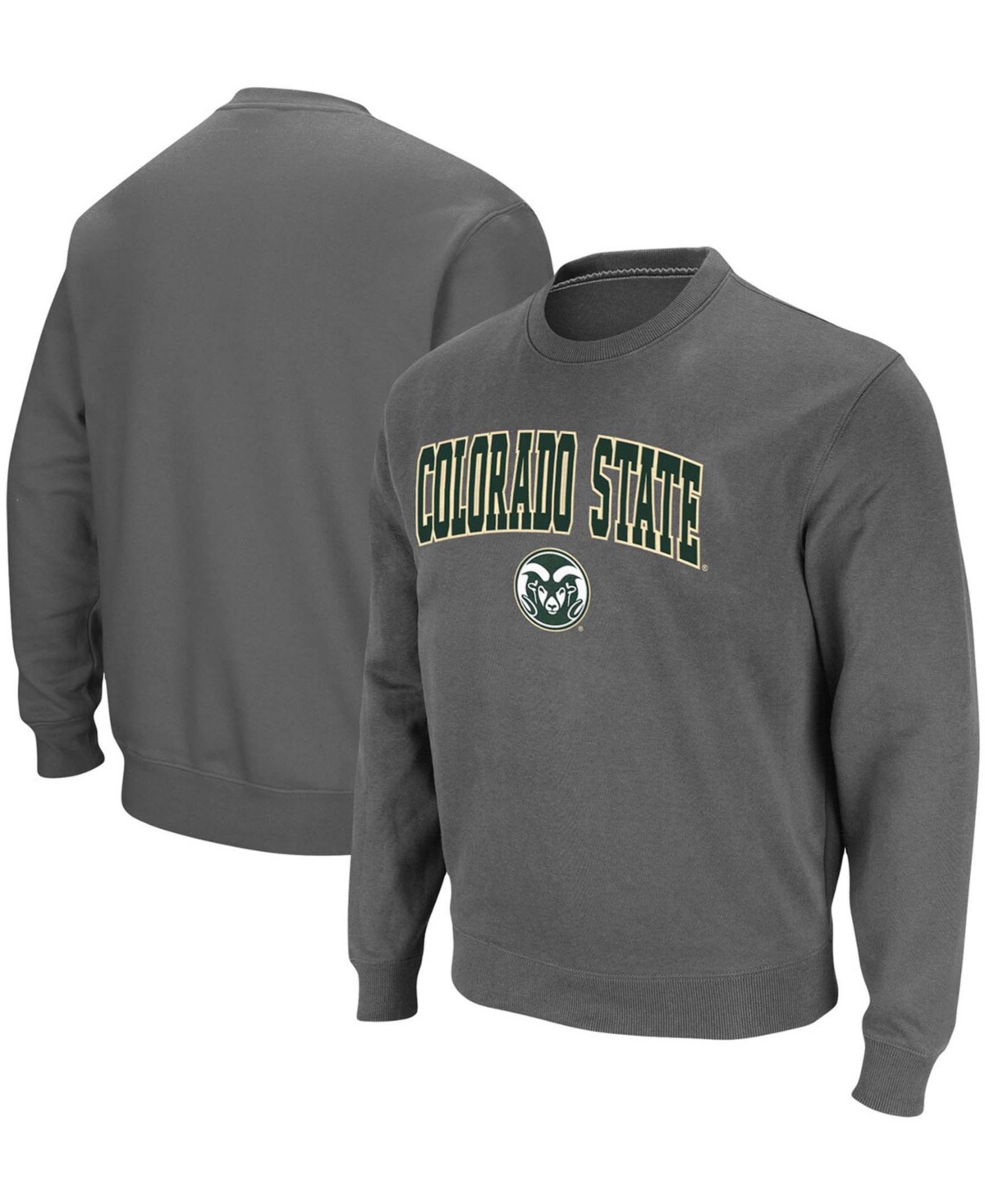 Colosseum Men's Charcoal Colorado State Rams Arch Logo Tackle Twill Pullover Sweatshirt