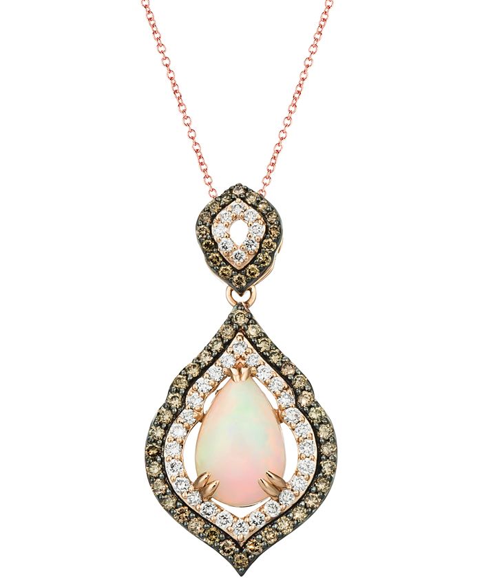 Le Vian - Neopolitan Opal (1-1/2 ct. t.w.) & Diamond (1 ct. t.w.) Pendant Necklace in 14k Rose Gold