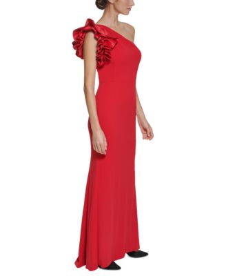 Eliza J Ruffled One-Shoulder Gown - Macy's