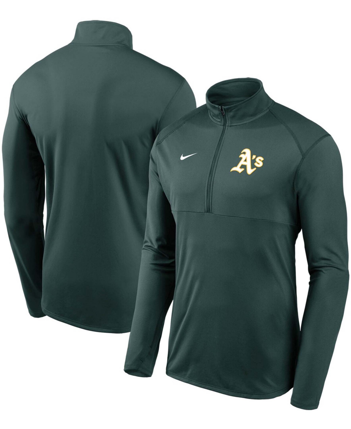 Men's Green Oakland Athletics Team Logo Element Performance Half-Zip Pullover Jacket