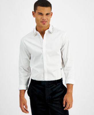 INC International Concepts - Men's Regular-Fit Rhinestone-Trim Shirt