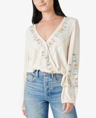 Lucky Brand Embroidered Peasant Top 
