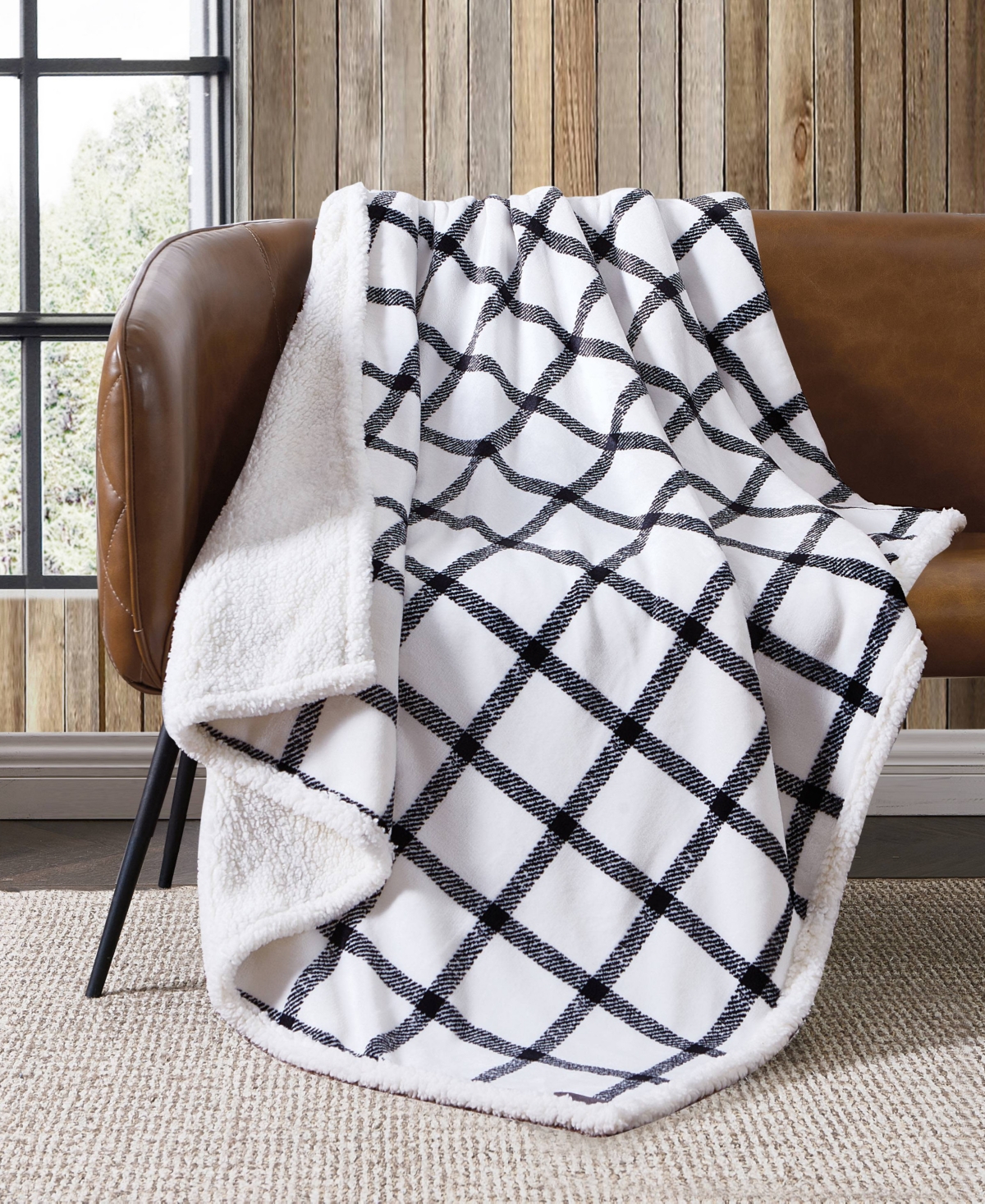 Eddie Bauer Bunkhouse Plaid Ultra Soft Plush Fleece Reversible Throw, 60" x 50"