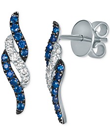 Blueberry Sapphire (1/3 ct. t.w.) & Nude Diamond (1/6 ct. t.w.) Twist Drop Earrings in 14k White Gold