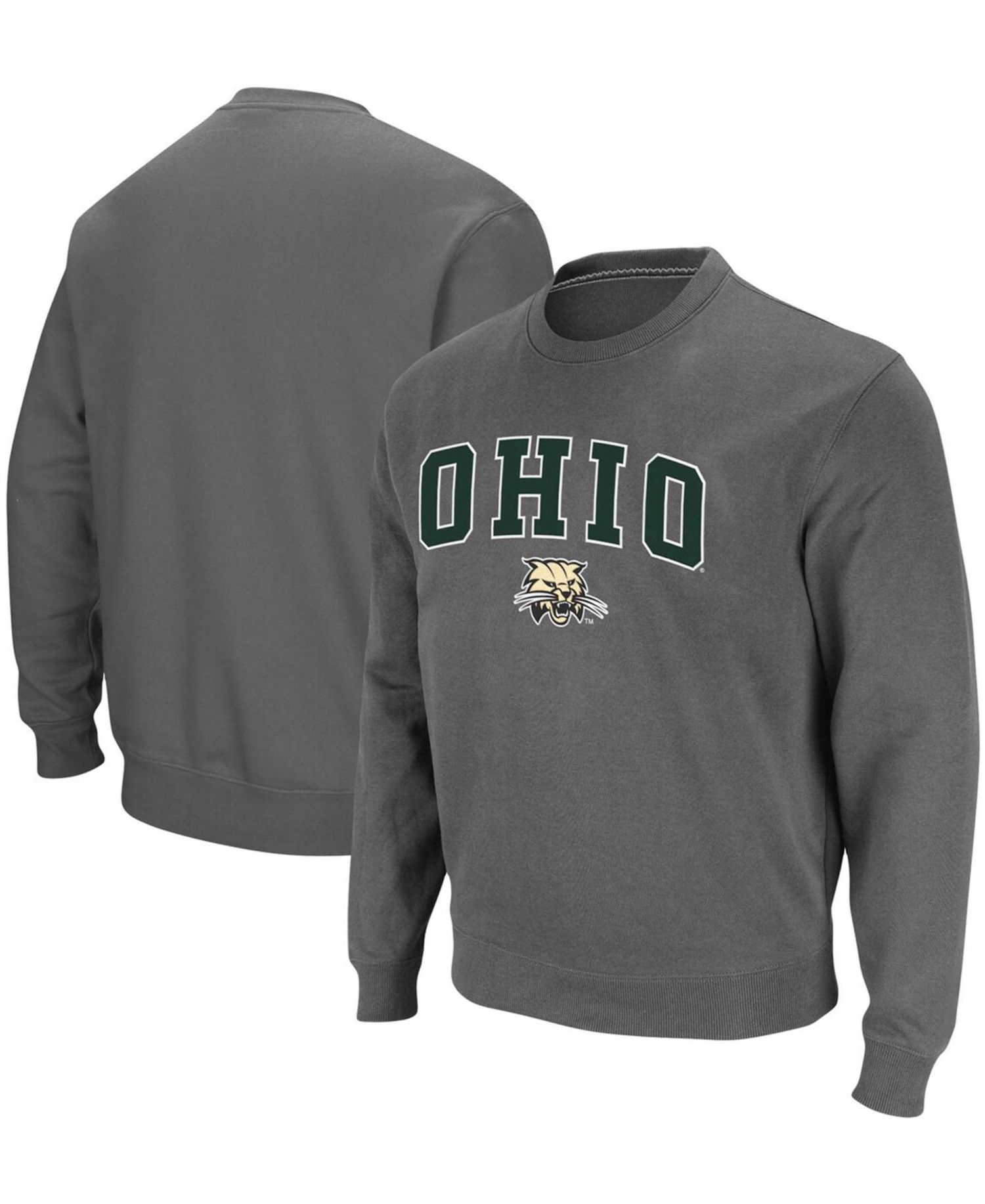 Men's Ohio Bobcats Arch Logo Tackle Twill Pullover Sweatshirt