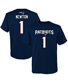 Youth Boys Cam Newton Navy New England Patriots Name Number T-shirt