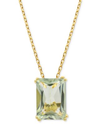 Lime Quartz Solitaire 18" Pendant Necklace in 14k Gold-Plated Sterling Silver (Also in White Quartz & Prasiolite)