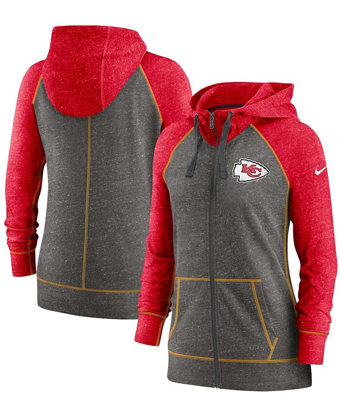 Women's Nike Heather Charcoal San Francisco 49ers Raglan Funnel Neck Pullover Hoodie Size: Small