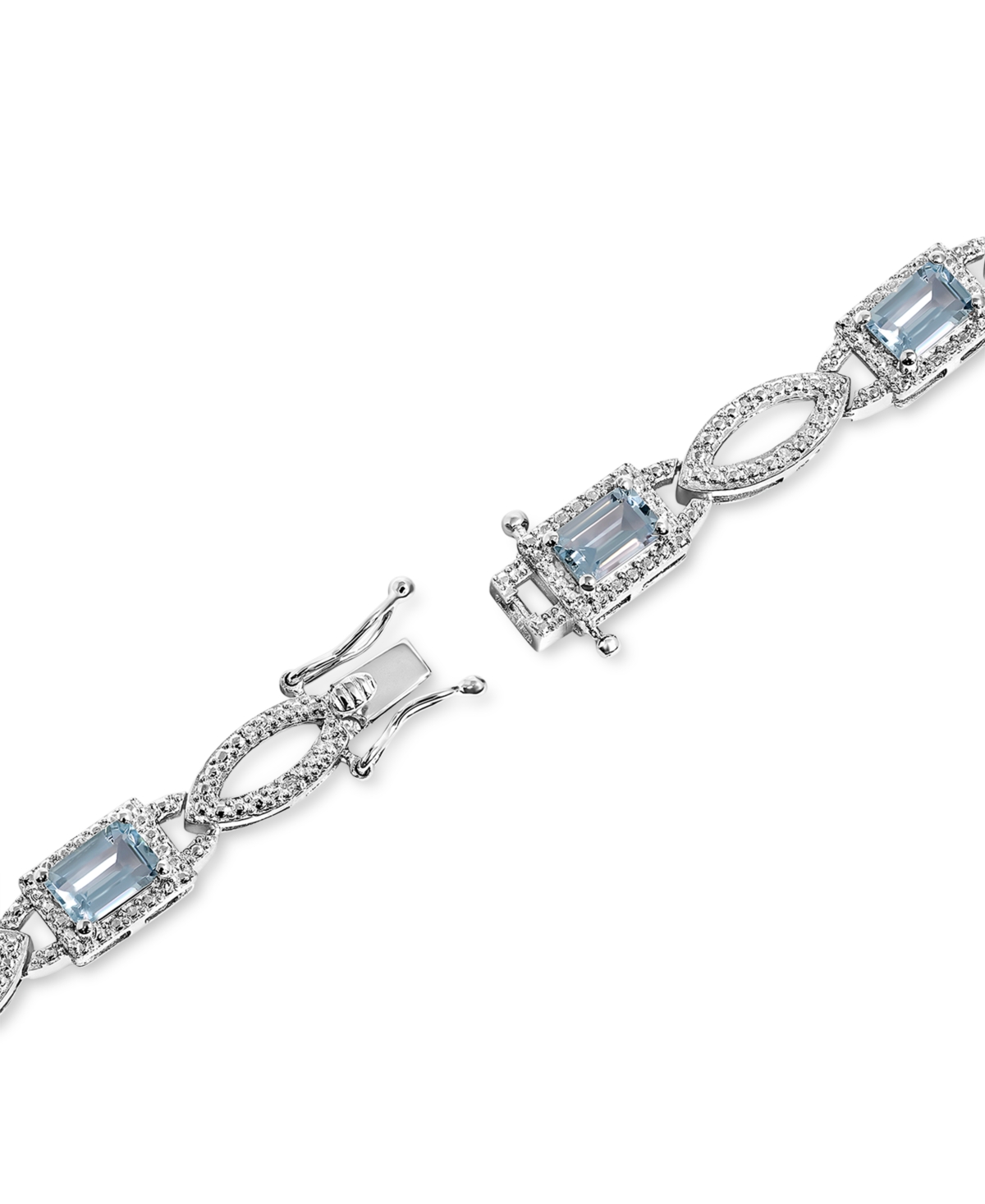 (3-1/3 ct. t.w.) & Diamond (1/20 ct. t.w.) Open Link Bracelet in Sterling Silver - Aquamarine