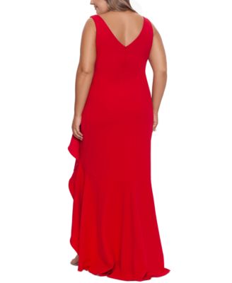 Betsy & Adam Plus Size V-Neck Ruffled Gown & Reviews - Dresses - Plus ...