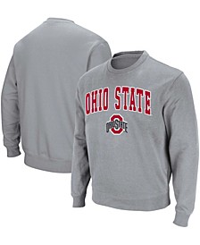 Men's Heather Gray Ohio State Buckeyes Team Arch Logo Tackle Twill Pullover Sweatshirt