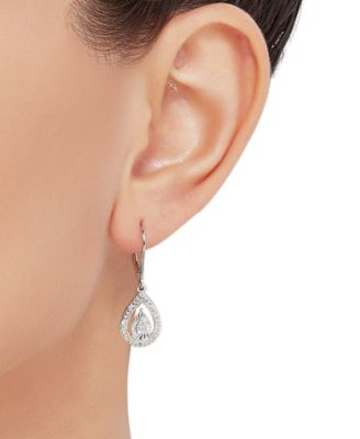 Diamond Teardrop Leverback Drop Earrings (1/10 ct. t.w.) in Sterling Silver