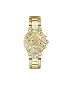 Women's Gold-Tone Stainless Steel Glitz Bracelet Multi-Function Watch 36mm