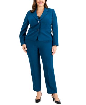 Le Suit Plus Size Notch-Collar Slim-Fit Pantsuit - Macy's