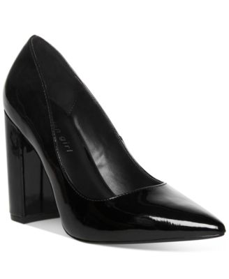 block heel black patent shoes