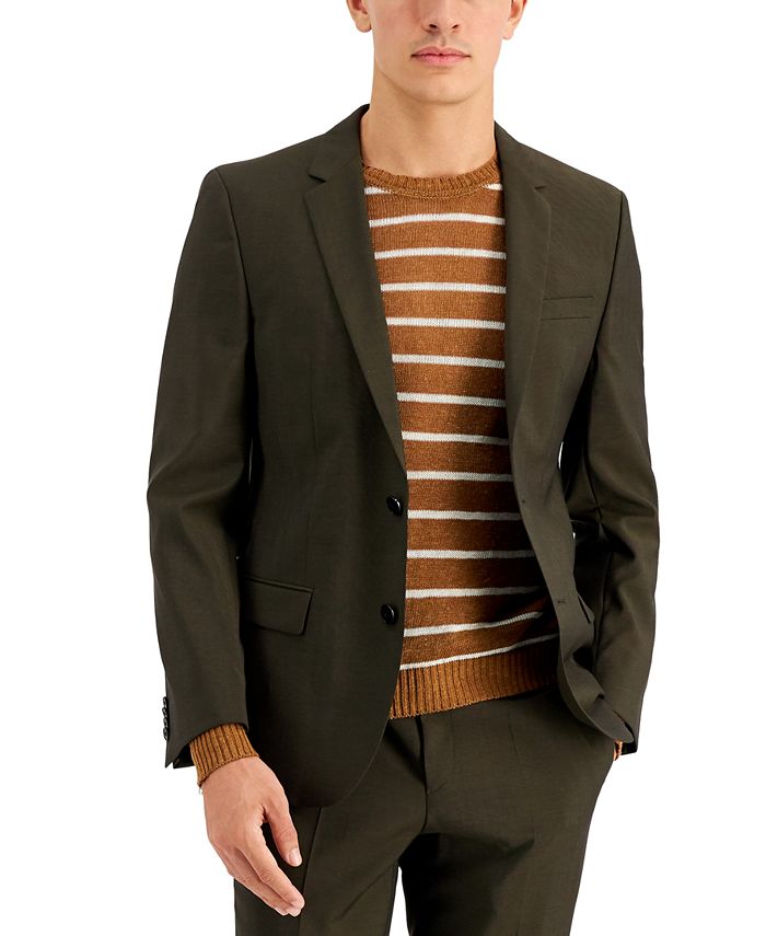 HUGO Mens Slim-Fit Olive Green Wool Separate Jacket - Macy's