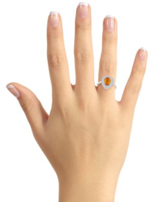 Rhodolite Garnet (1-1/10 ct. t.w.) & White Topaz (1/2 ct. t.w.) Teardrop Halo Ring in Sterling Silver (Also in Citrine, Blue Topaz, Amethyst, & Peridot)