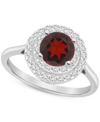 Macy's - Amethyst (1-1/4 ct. t.w.) & White Topaz (3/8 ct. t.w.) Double Halo Ring in Sterling Silver (Also in Citrine, Rhodolite Garnet, Peridot, & Blue Topaz