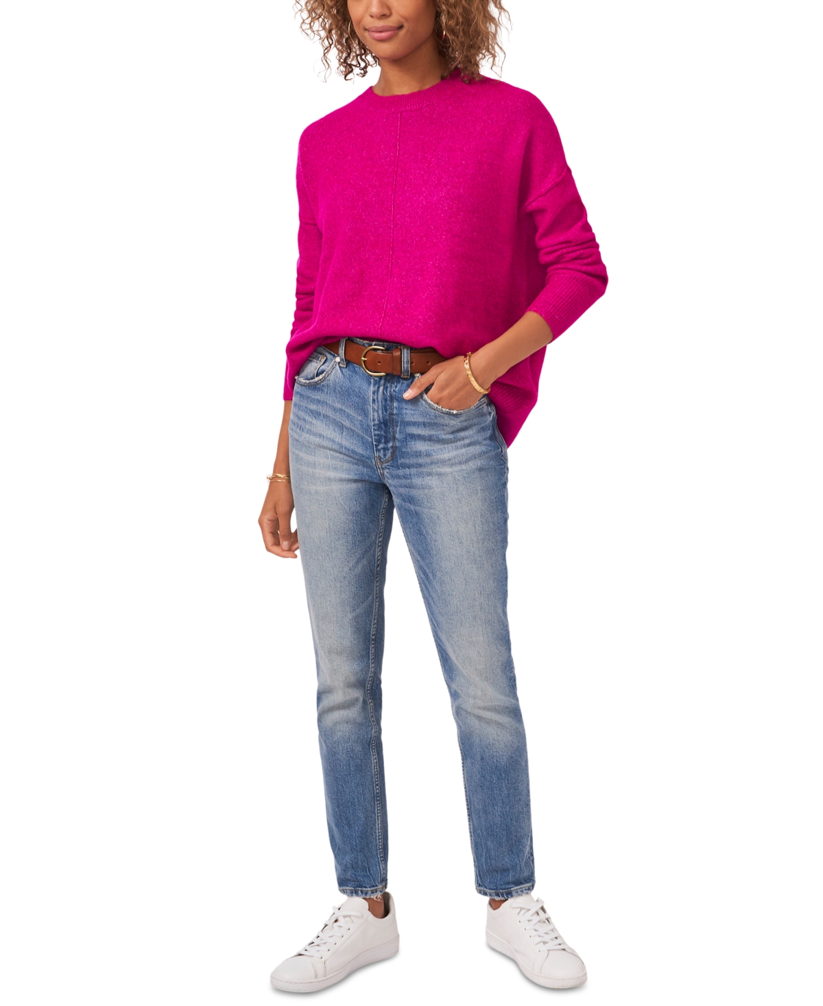 Vince Camuto Cozy Long Sleeve Extend Shoulder Sweater In Pink
