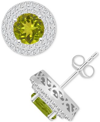 Rhodolite Garnet (3-1/3 ct. t.w.) & White Topaz (3/4 ct. t.w.) Stud Earrings in Sterling Silver (Also in Citrine, Peridot, Blue Topaz, & Amethyst)