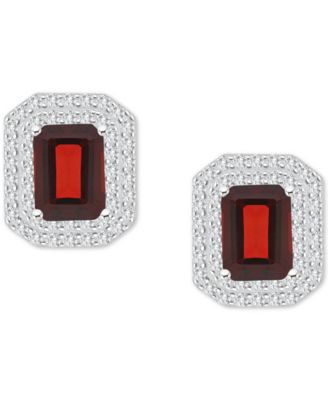 Rhodolite Garnet (3-7/8 ct. t.w.) & White Topaz (7/8 ct. t.w.) Stud Earrings in Sterling Silver (Also in Citrine, Peridot, Amethyst, & Blue Topaz)