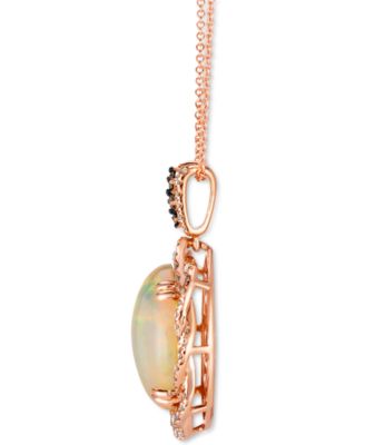 Neopolitan Opal (4-1/2 ct. t.w.) & Diamond (3/4 ct. t.w.) Braided Halo 18" Pendant Necklace in 14k Rose Gold 