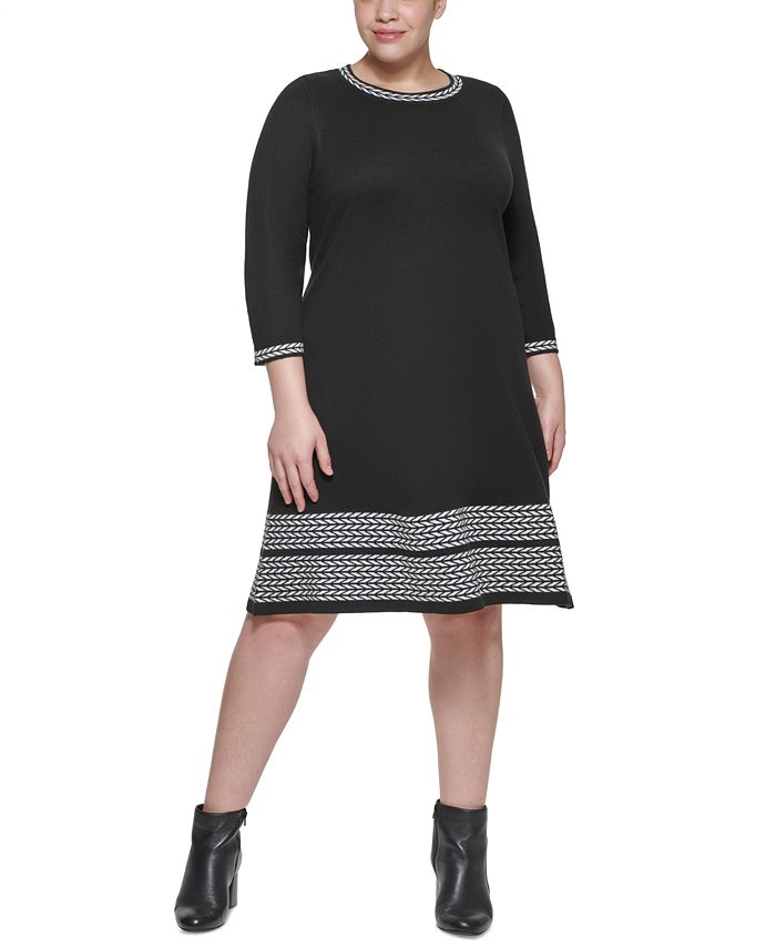Jessica Howard Plus Size ContrastTrim Sweater Dress Macy's