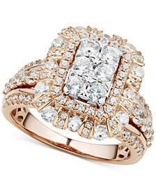 Diamond Halo Cluster Ring (2 ct. t.w.) in 14k Rose Gold