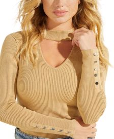 Cutout Mock-Neck Cutout Sweater