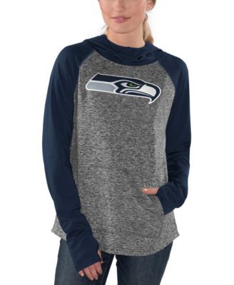 Women's Heathered Gray-College Navy Seattle Seahawks Championship Ring Pullover Hoodie