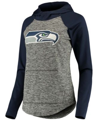 Women's Heathered Gray-College Navy Seattle Seahawks Championship Ring Pullover Hoodie