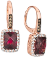 Le Vian Creme Brulee Raspberry Rhodolite (2-3/4 ct. t.w.) & Diamond (3/8 ct. t.w.) Drop Earrings in 14k Rose Gold - Rhodolite