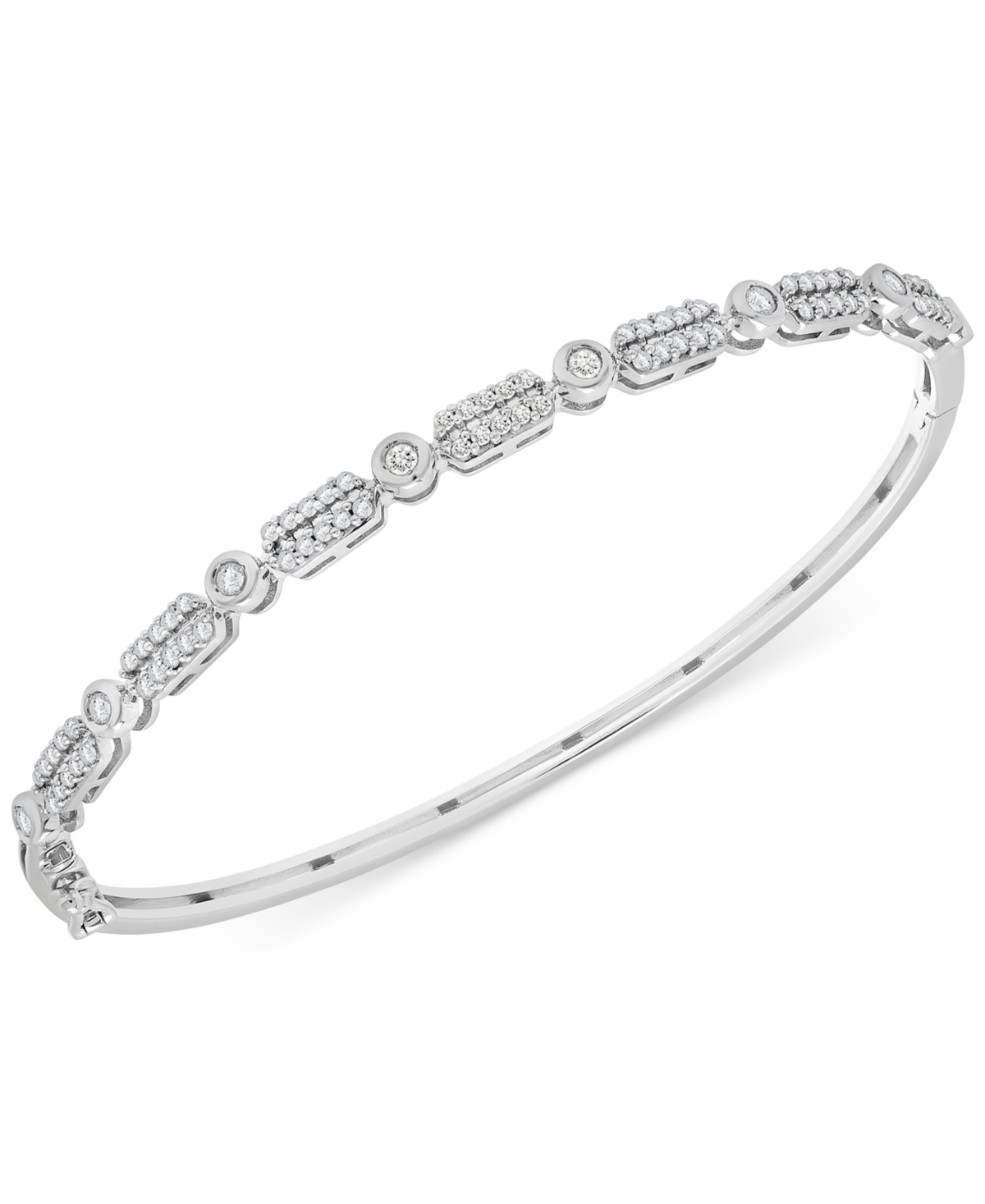 Diamond Bangle Bracelet (1/2 ct. t.w.), in Sterling Silver, 14k Gold-Plated Sterling Silver or 14k Rose Gold-Plated Sterling Silver, Created f