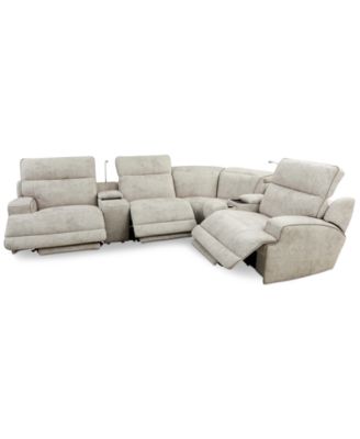 Sebaston 6-Pc. Fabric Sectional with 3 Power Motion Recliners and 2 USB Consoles, Created for Macy's